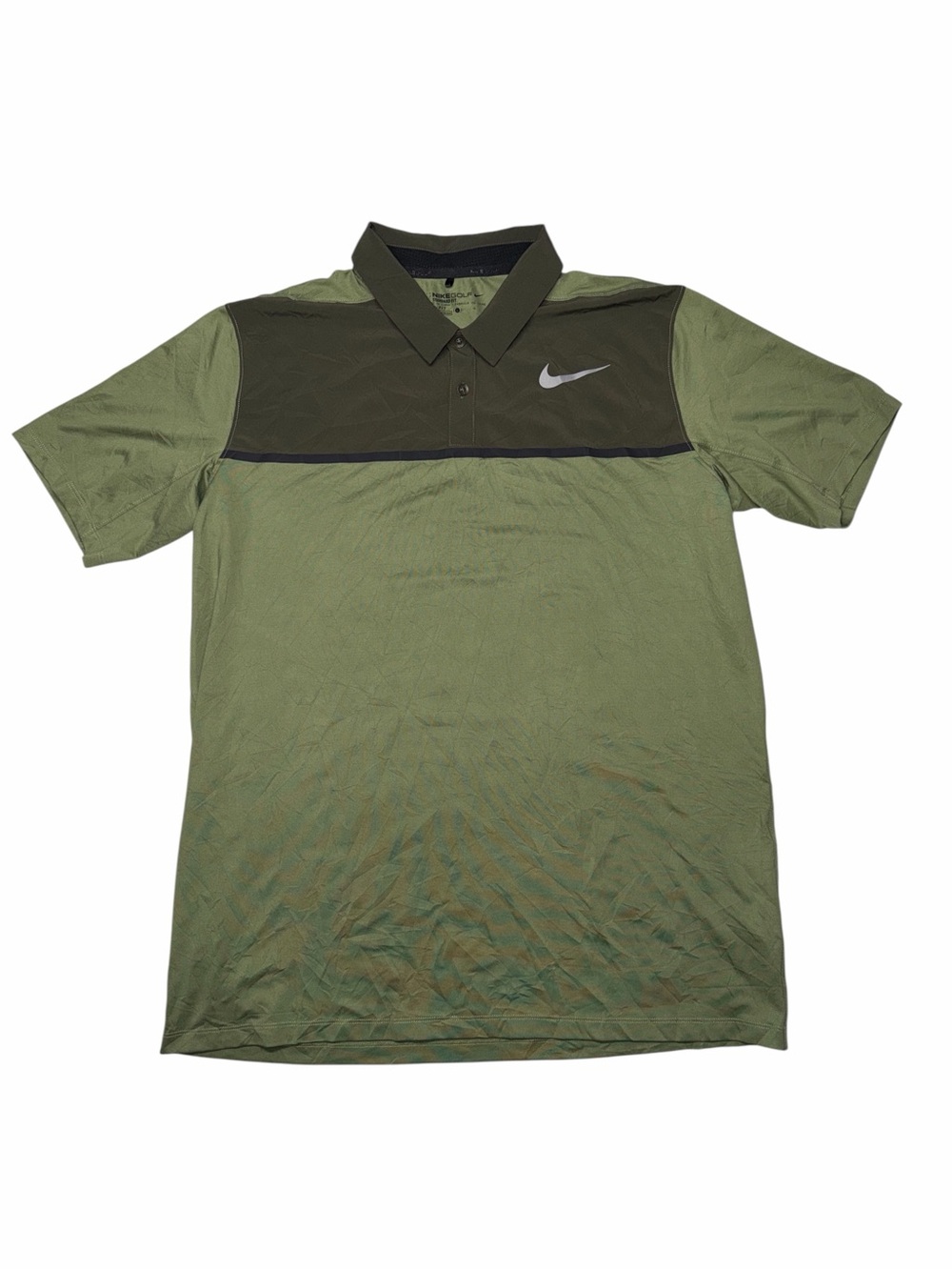 Nike Golf Dri-Fit Polo Shirt Men's Large Green/Brown Color Block